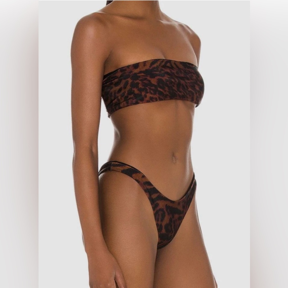 Koral Brown Leopard Print Bandeau Bikini like Frankie’s bikinis bananhot - Picture 2 of 3